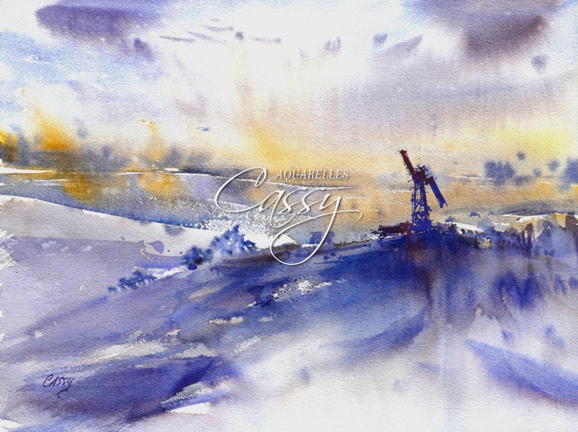 Sous la pluie - 31 cm X 41 cm